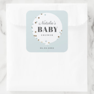 Confetti balloon baby shower favor square sticker