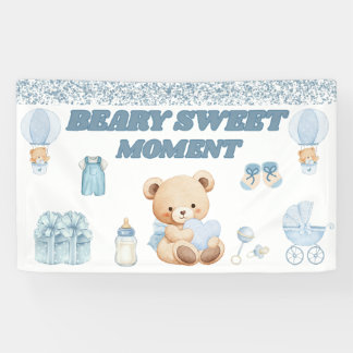 CONFETTI BEARY SWEET 3' X 5' VINYL,BOY BABY SHOWER BANNER