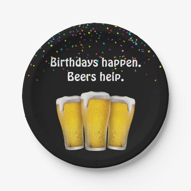 Confetti Birthday Beers  Paper Plate (Front)