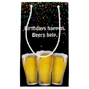 Confetti Birthday Beers  Small Gift Bag