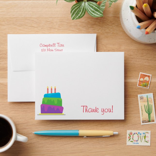 Confetti Birthday Cake Personalized Envelopes (Desk)