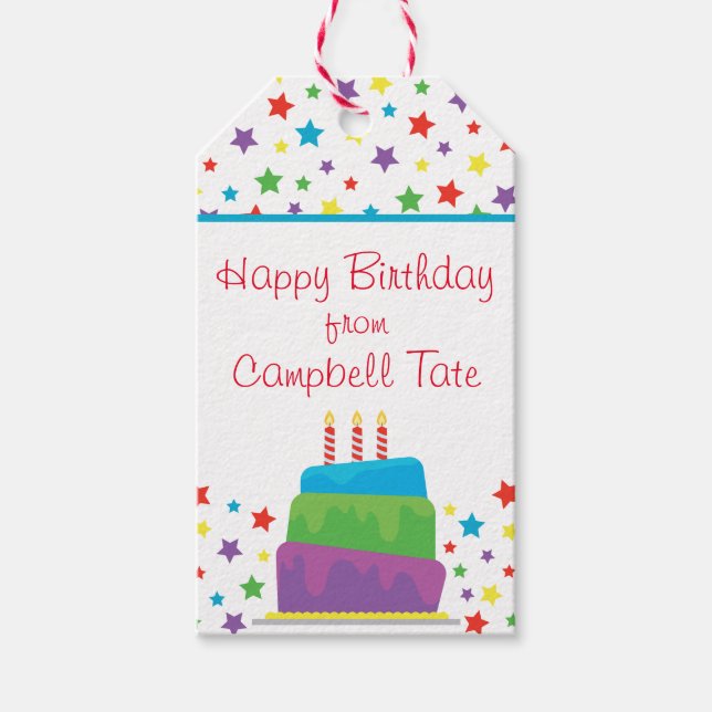Confetti Birthday Cake Personalized Gift Tags (Front)
