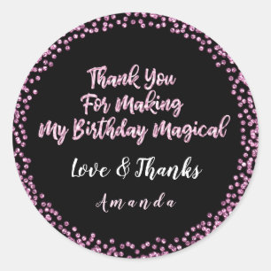 Confetti Birthday Party Favour Thank Girly 16t Classic Round Sticker