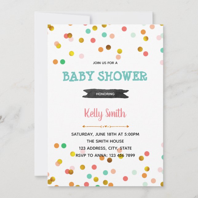 Confetti birthday party invitation (Front)