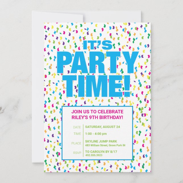 Confetti Birthday Party Invitation, Fun & Colourfu Invitation (Front)