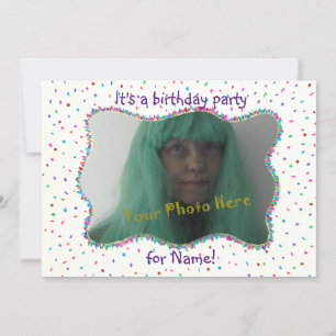 Confetti Birthday Party Invitations, Add Photo Invitation