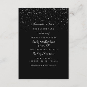Confetti Black Bridal Shower Birthday 16th Invitation