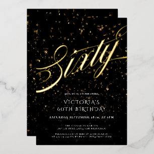 Confetti Black Gold Elegant  Sixty 60th Birthday