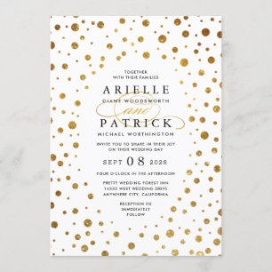 Confetti blanc et or Foil Mariage Invitations