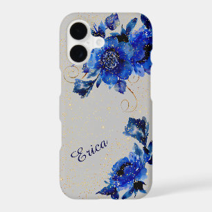 Confetti bleu Floral Or