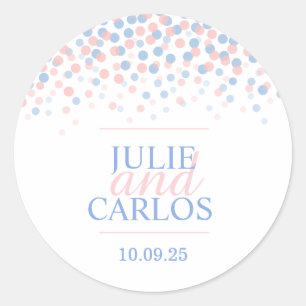 Confetti bleu rose chutes points autocollant maria