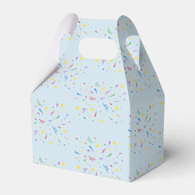 Confetti Blue 1st Birthday Favor Box (Front Side)