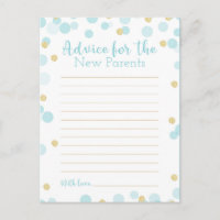 Confetti Blue and Gold Baby Shower Words of Advice