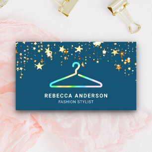 Confetti Blue Green Clothes Hanger Fashion Stylist Business Card