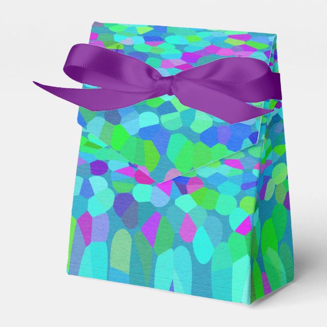 Confetti Blues Fringe Favor Box (Front Side)