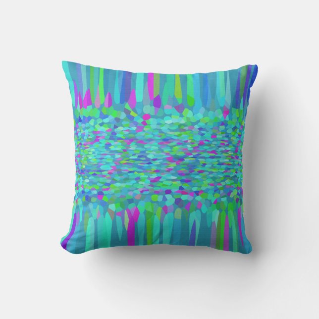 Confetti Blues Fringe Throw Pillow (Front)