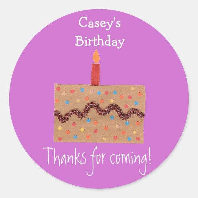 Confetti cake birthday favour label - pink (Front)
