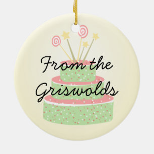 Confetti Cake • Green Birthday Cake Ceramic Ornament