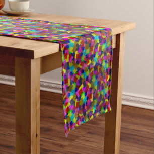 Confetti Chaos: A Burst of Colorful Paper Fragment Short Table Runner