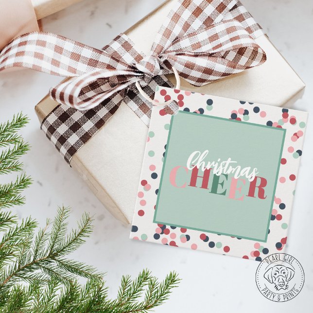 Confetti Christmas Cheer Square Gift Tag (Creator Uploaded)
