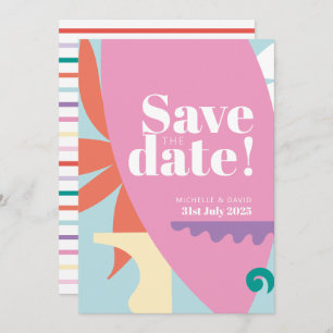 Confetti Collage flat Save the Date card
