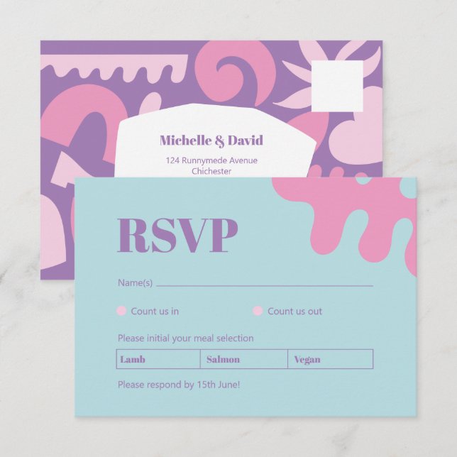 Confetti Collage RSVP card (Front/Back)