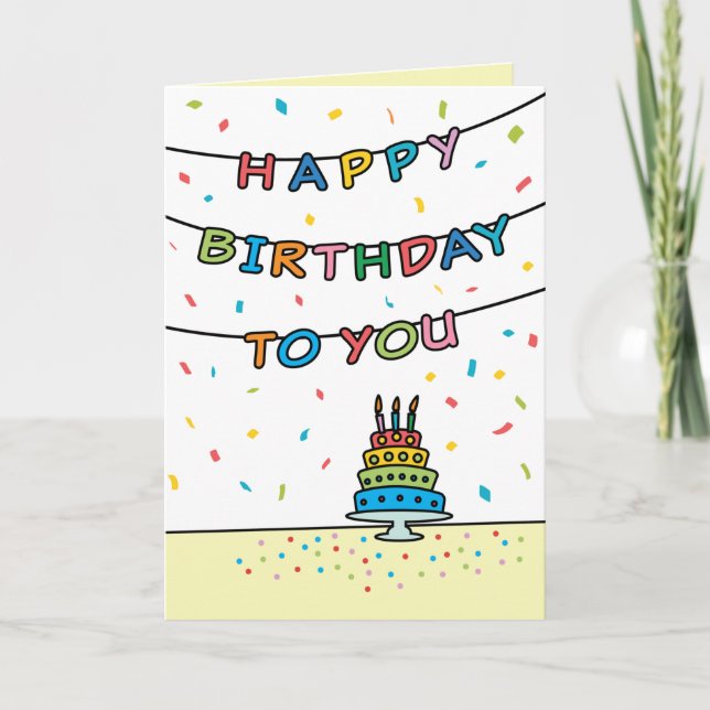 Confetti coloré et Streamers carte d'anniversaire (Devant)