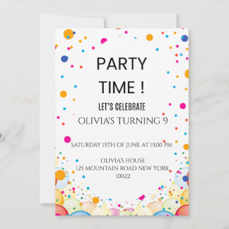 Confetti coloré modifiable Invitation Anniversaire