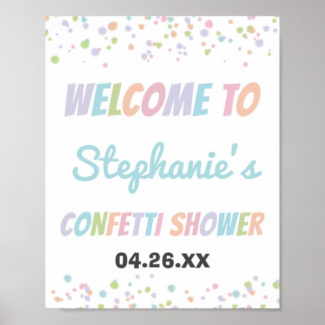 Confetti Colourful Cute Little Baby Sprinkle Showe Poster (Front)