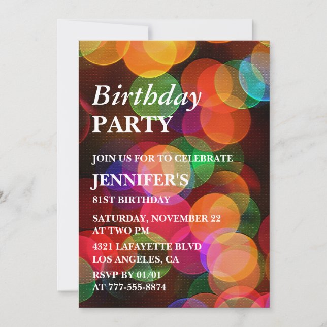 Confetti Colourful Sparkle 81st birthday Invitation (Front)