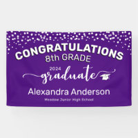 Confetti Congratulations 8th Grade Graduate Purple