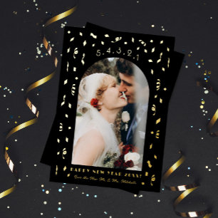 Confetti Countdown Arch New Year Photo Foil Holiday Card