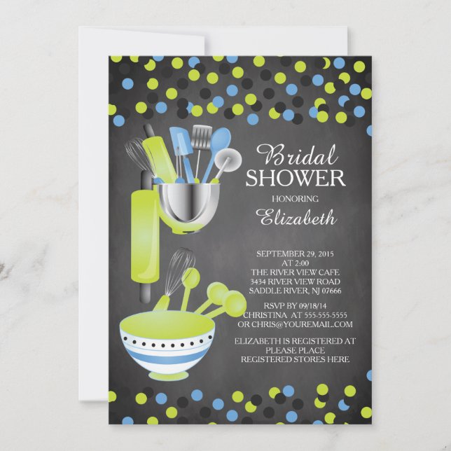 Confetti Cuisine moderne Invitations de douche nup (Devant)