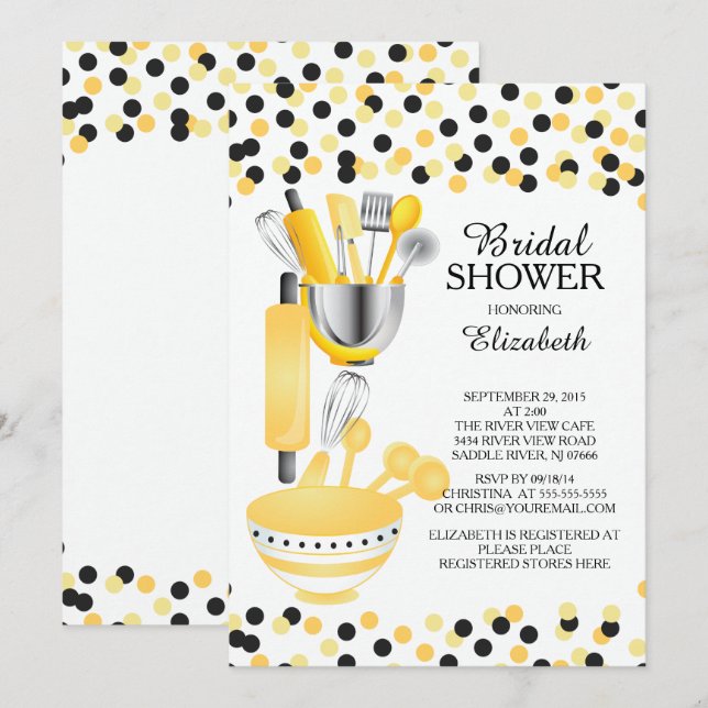 Confetti Cuisine moderne Invitations de douche nup (Devant / Derrière)