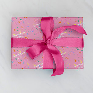Confetti Custom Name Birthday Gift Wrapping Paper