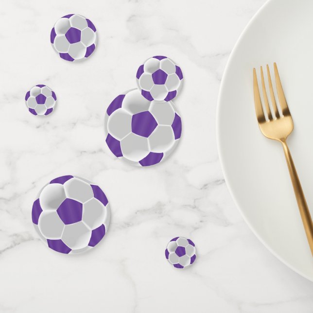 Confetti de balle de football violet et blanc (Groupe)