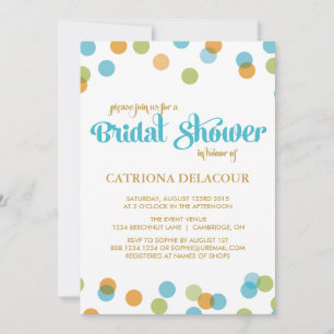 CONFETTI DE POINTS BLEUS   INVITATION DE DOUCHE BR