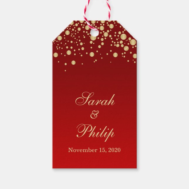 Confetti d'effet doré sur étiquette cadeau Merci r (Devant)