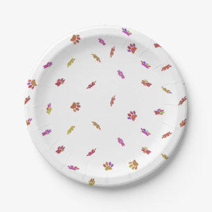 Confetti Dog Paw Print Pattern Custom Paper Plate