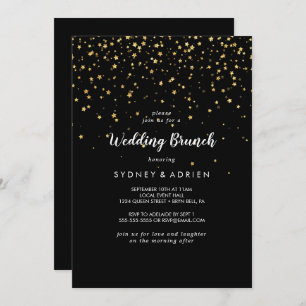 Confetti d'or   Invitation de Brunch Mariage noir
