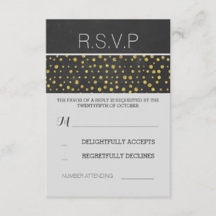 confetti d'or points en tableau noir mariage RSVP