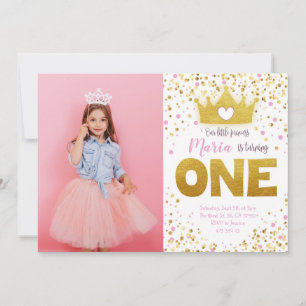Confetti d'or rose Princesse Invitation d'annivers