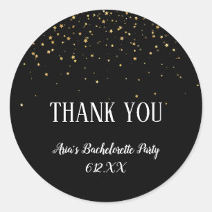 Confetti d'or sur Bachelorette noire Merci Sticker