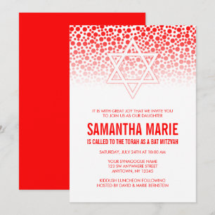Confetti Dots Bat mitzvah rouges Invitations