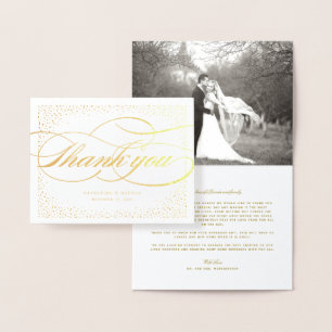 Confetti Dots Frame Classic Chic Wedding Thank You Foil Card