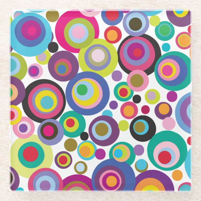 Confetti Dots Glass Coaster (Front)