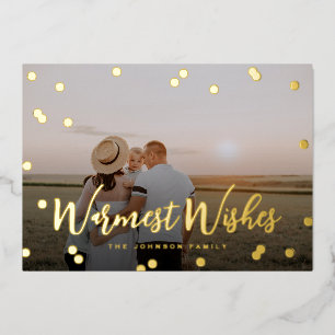 Confetti Dots Script Full Photo Foil Holiday Card