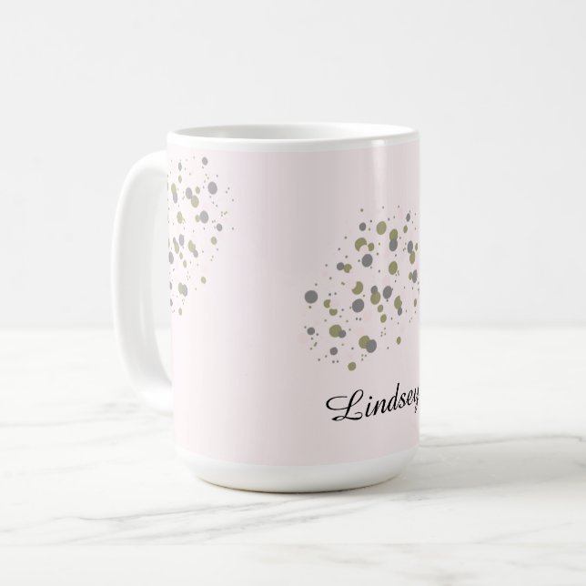 Confetti Dots With Name Coffee Mug (Front Left)