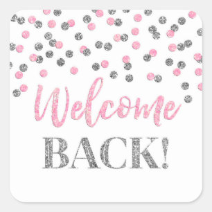 Confetti en argent rose Welcome Back Sticker Carr