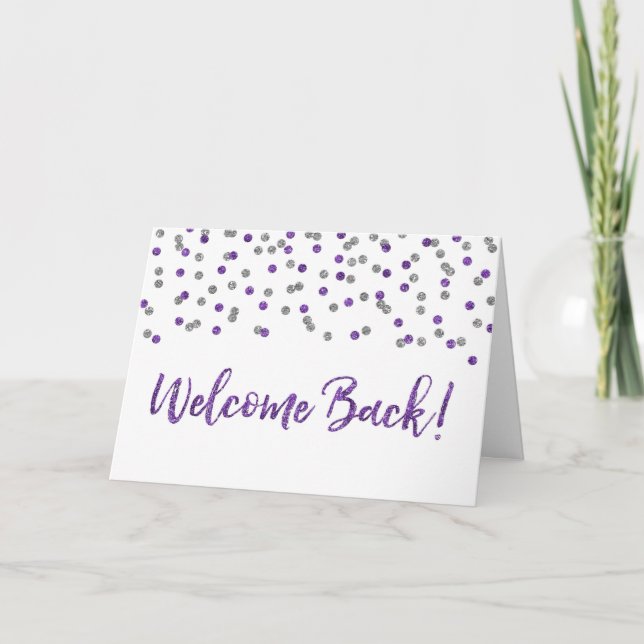 Confetti en argent violet - Carte de retour (Devant)